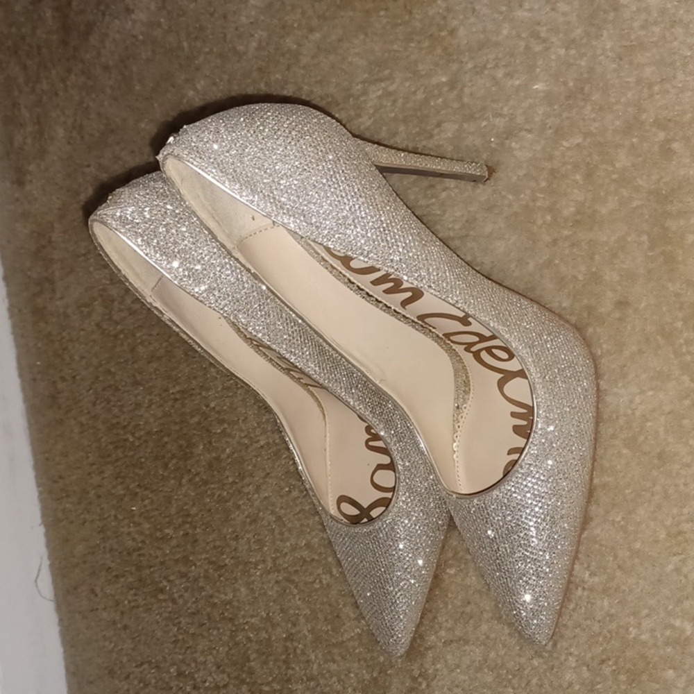 Silver Glitter High Heels by Sam Edelman